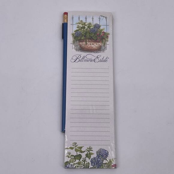 Biltmore Estate Magnetic Note Pad and Magnet Pencil Flowers Lined Paper NEW - Picture 1 of 10
